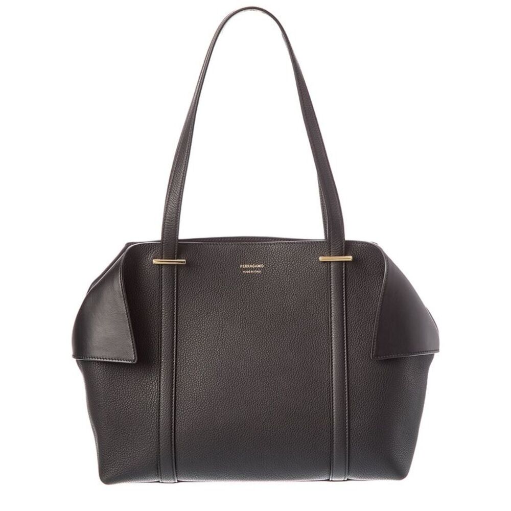 Ferragamo Logo Leather Tote, Black